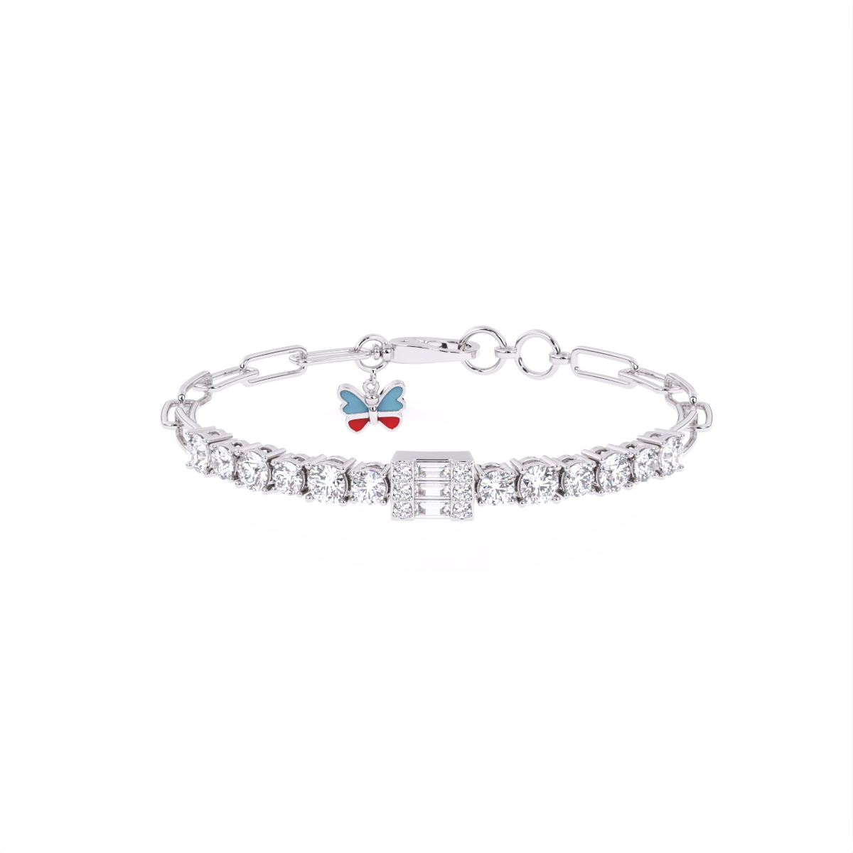 Sparkling Line Diamond Chain Bracelet